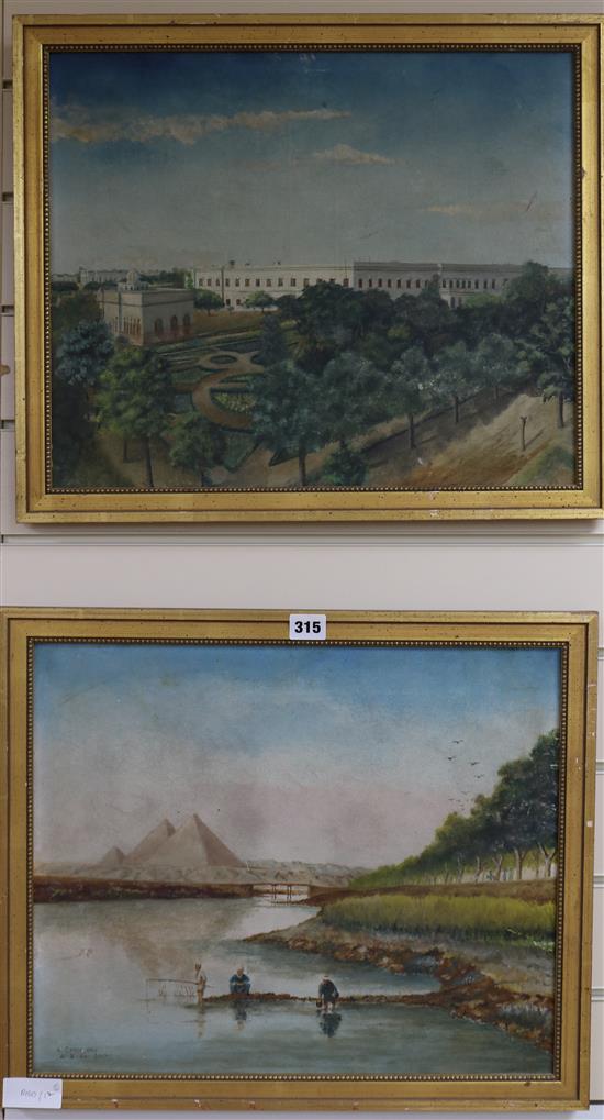 A. Cantagoni Views of Government Buildings and The Pyramids, Cairo 38 x 46cm